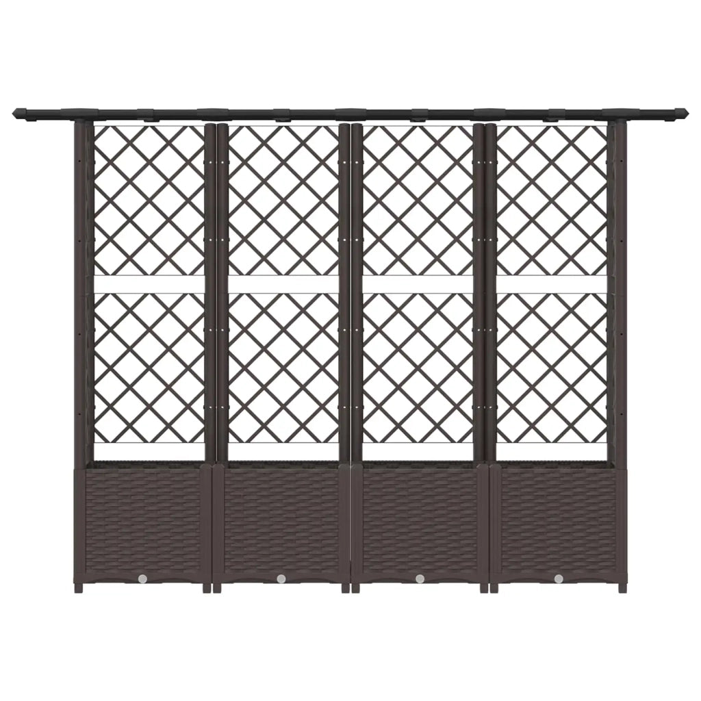 Letto Rialzato con Griglia e Tetto Marrone 203 x 40 x 138 cm PP 42032520