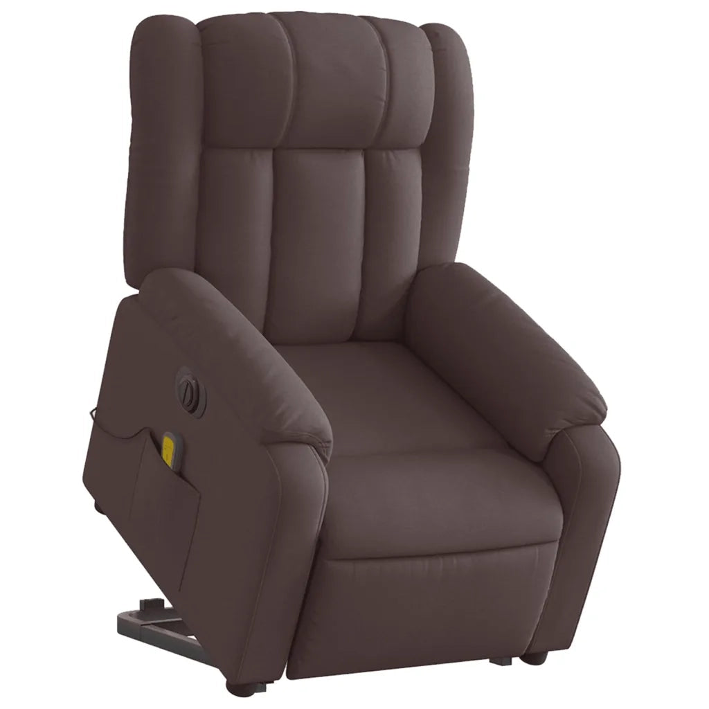 Poltrona Alzapersona Massaggio Elettrica Marrone Scuro Tessutocod mxl 109038
