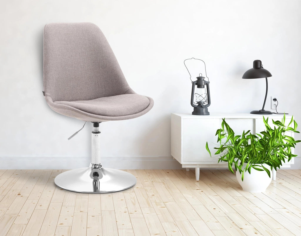 Sedia da pranzo MAVERICK in tessuto grigio,cromo