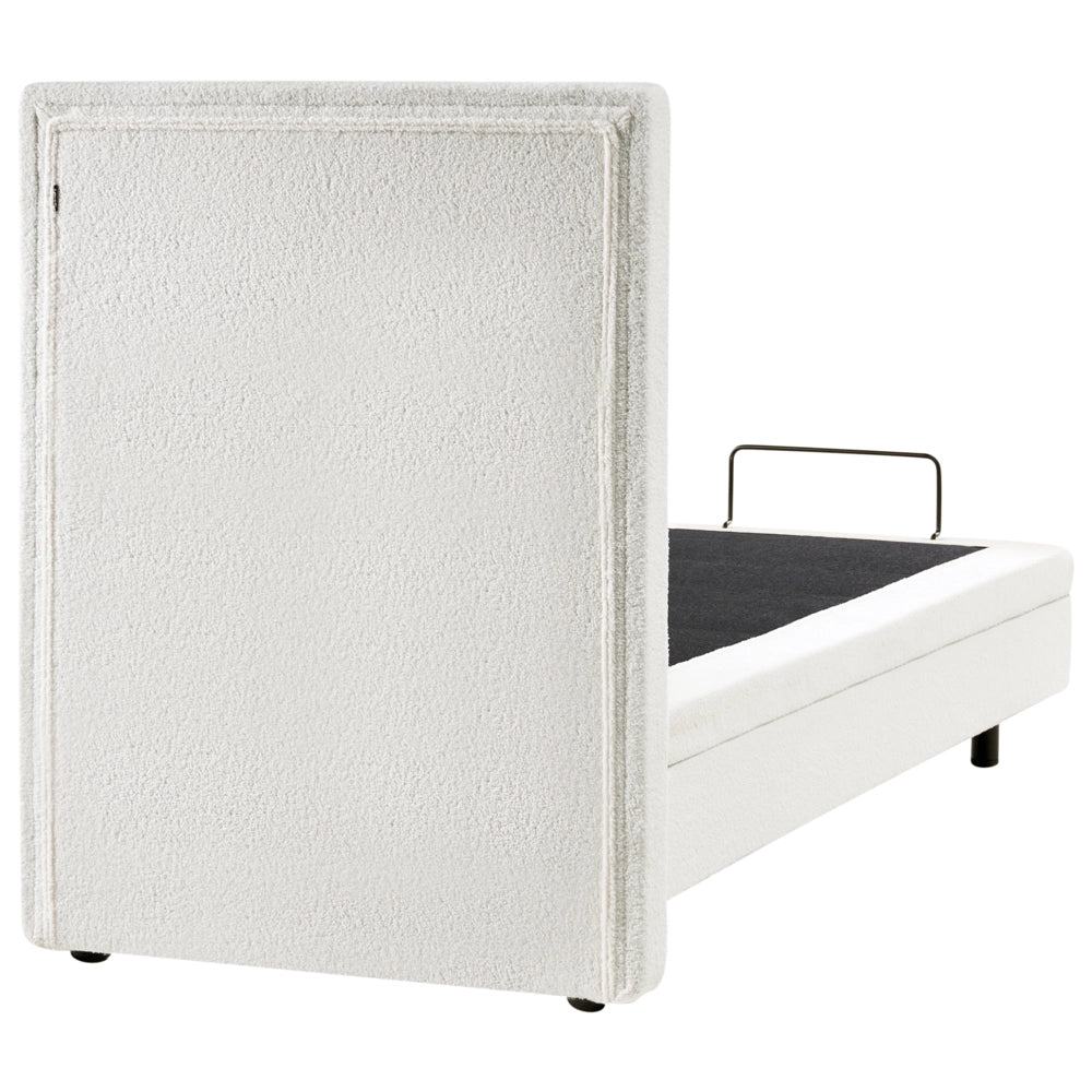 Letto singolo Tessuto bianco sporco regolabile Elettricamente con Telecomando 90 x 200 cm camera da letto cameretta