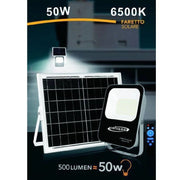 Trade Shop - Faretto Faro Led Solare 50watt Telecomando Ip65 Luce Bianco Fredda 6500k Fso-50w -