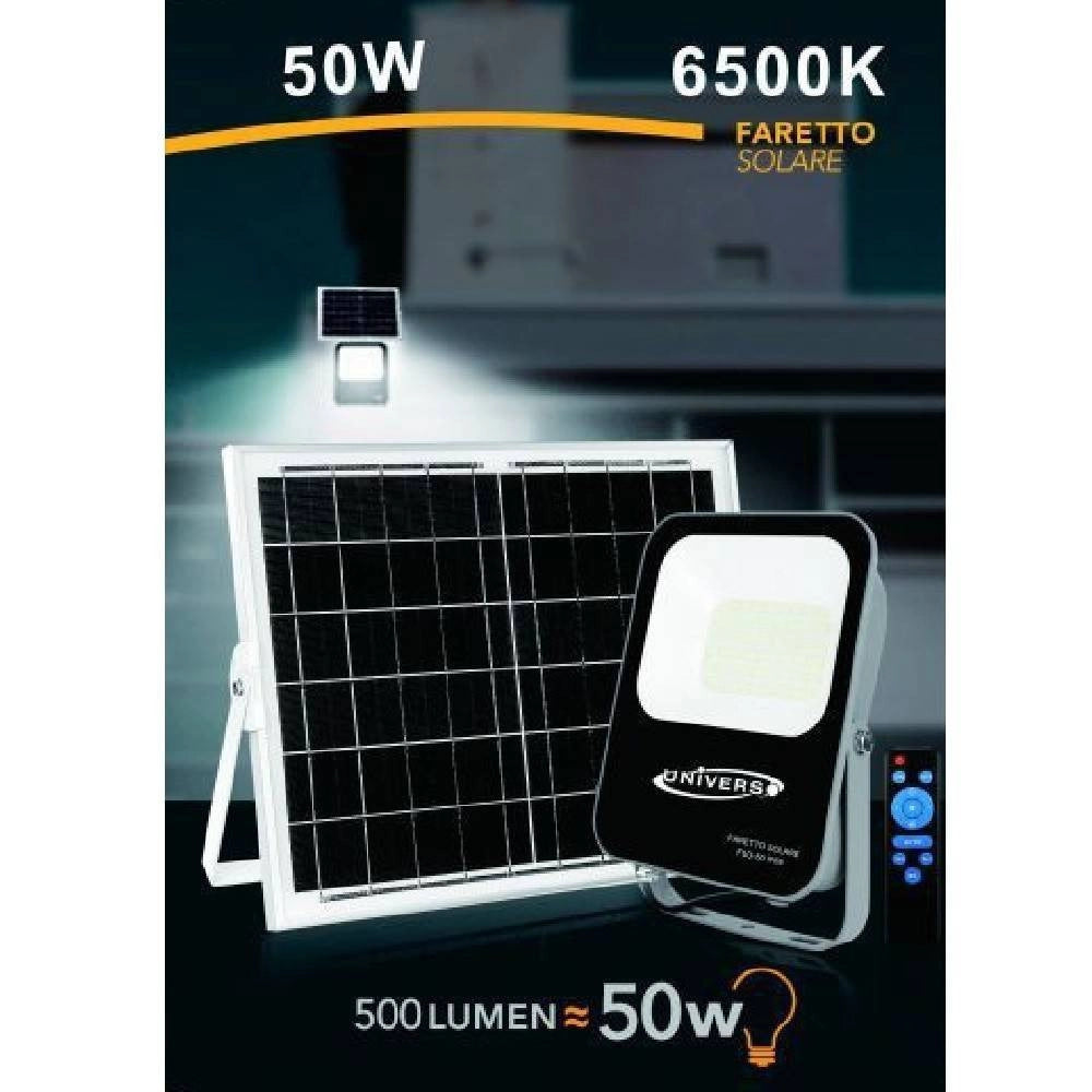Trade Shop - Faretto Faro Led Solare 50watt Telecomando Ip65 Luce Bianco Fredda 6500k Fso-50w -