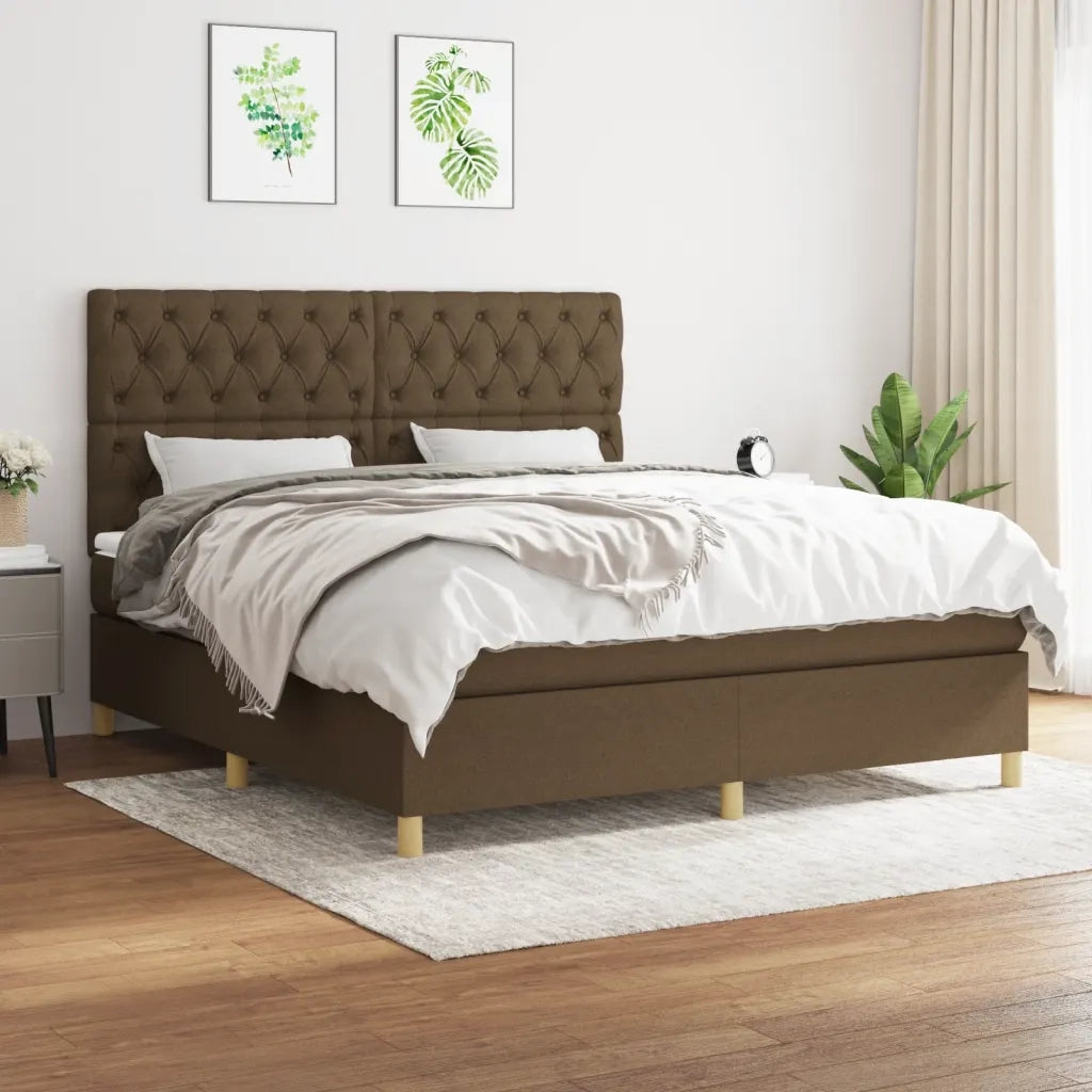 Giroletto a Molle con Materasso Marrone Scuro 160x200cm Tessuto cod mxl 39945