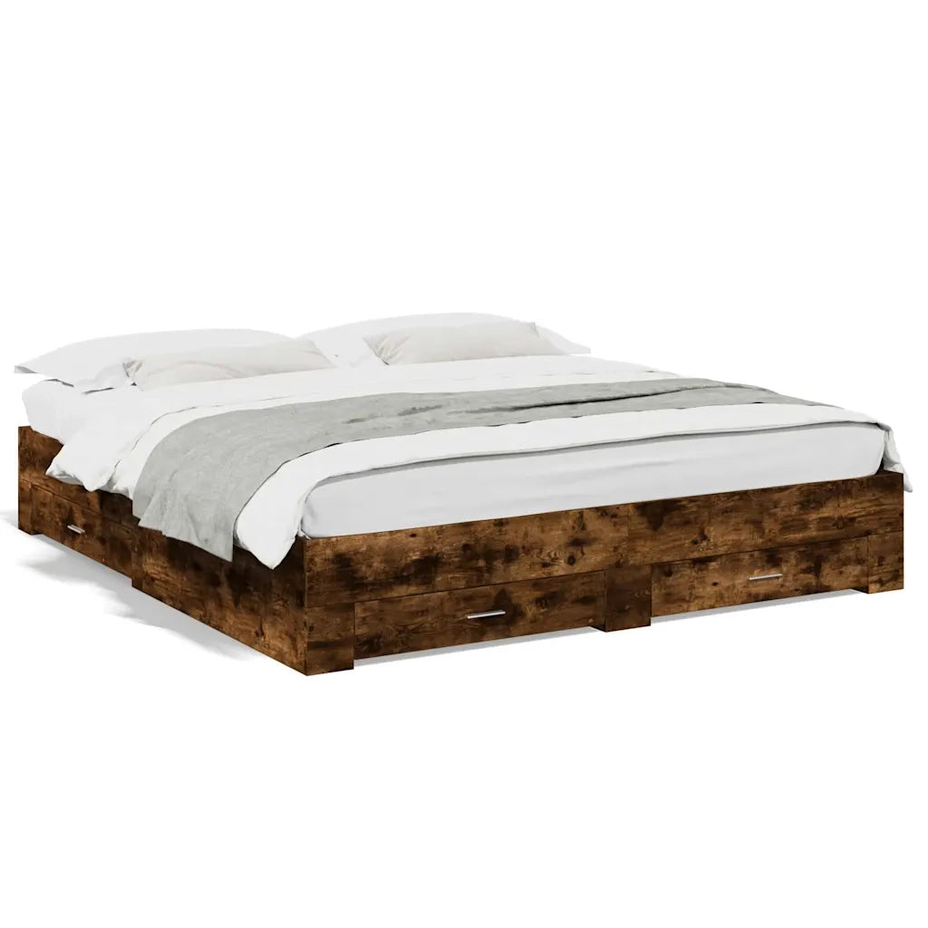 Giroletto con Cassetti Rovere Fumo 180x200 cm Legno Multistrato 3280367