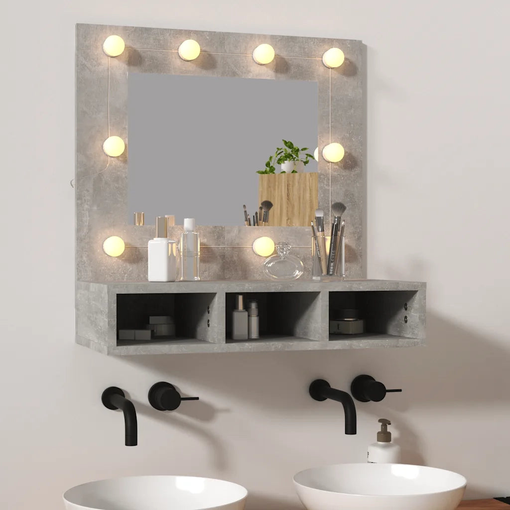 Mobile a Specchio | Armadio da bagno con LED Grigio Cemento 60x31,5x62 cm