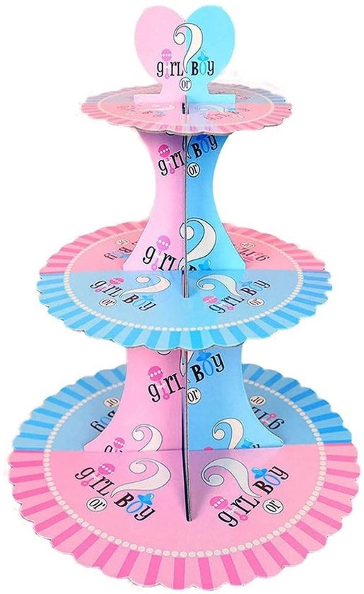 Tavolo per Cupcake a 3 Livelli - Piatto per Torta - Festa di Compleanno - Festa per Bambini - Karton - Fino a 20 Mini-Torte - Tavolo per Torta