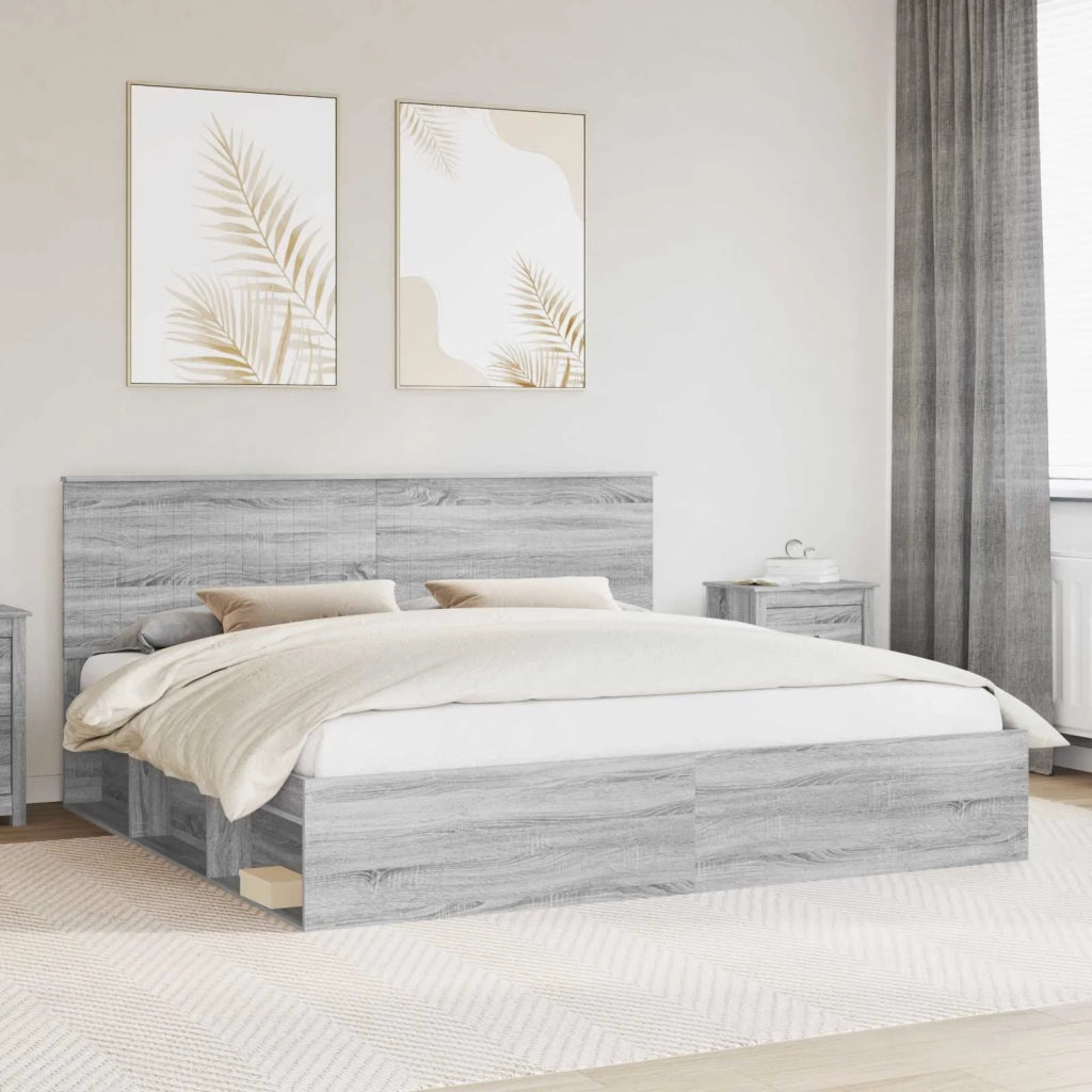 Struttura del letto Grigio Sonoma 200 x 200 cm Pino massello 3410970