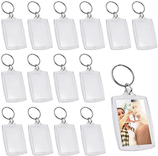 Sostituti di chiave 25 pezzi - Materiale Acrilico Translucido - Sostituto di chiave rimovibile - Regali personalizzati con foto - Leggero - Materiale di alta qualità - Anello di chiave
