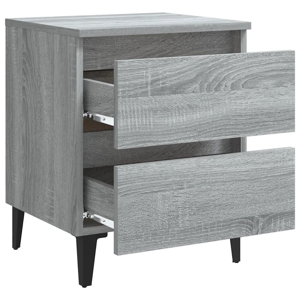 Comodini con Gambe in Metallo 2 pz Grigio Sonoma 40x35x50 cm 813131