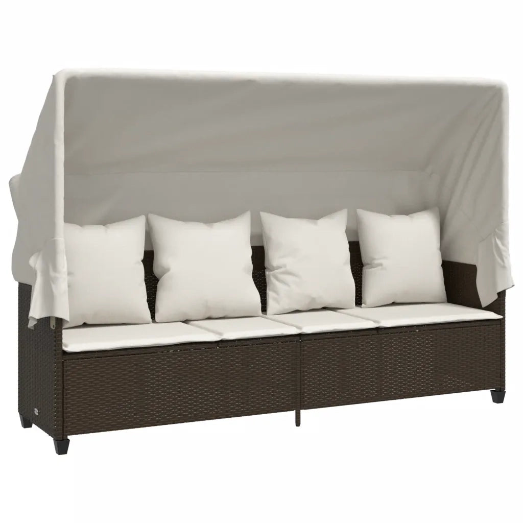 Set Divano da Giardino 5 pz | Set Salotto da Giardino con Cuscini Marrone in Polyrattan