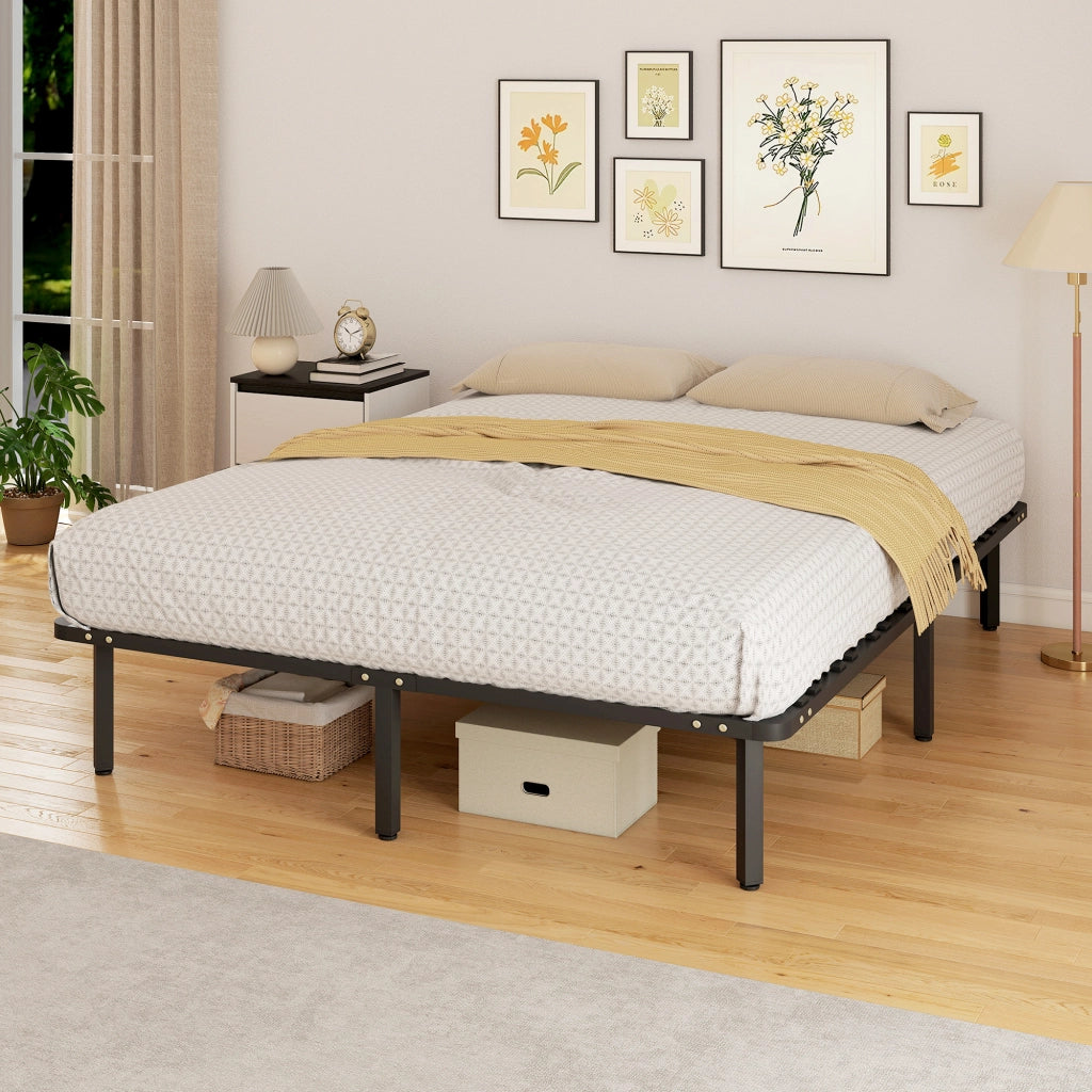 Letto contenitore matrimoniale 160x200 ¨C zephmum ¨C nero struttura metallo rete doghe