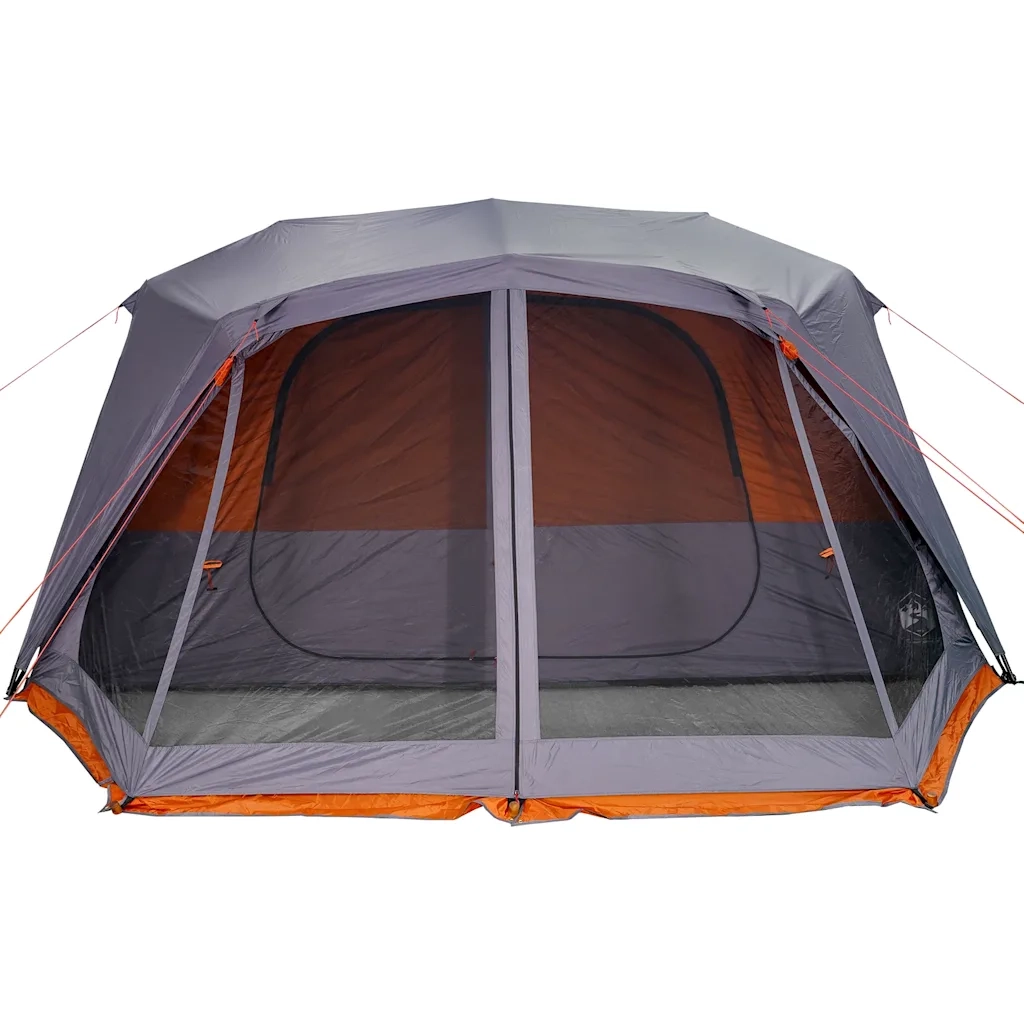 Tenda campeggio | Tenda da campo 10 Persone Grigio e Arancione Impermeabile