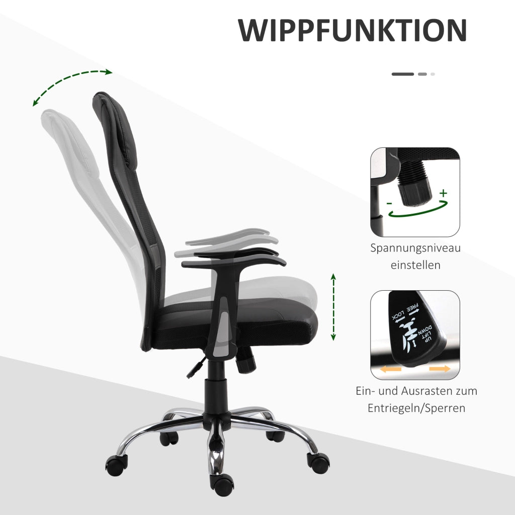 SEDIA DA UFFICIO Ergonomica 66x73x108-118 cm Similpelle Nera