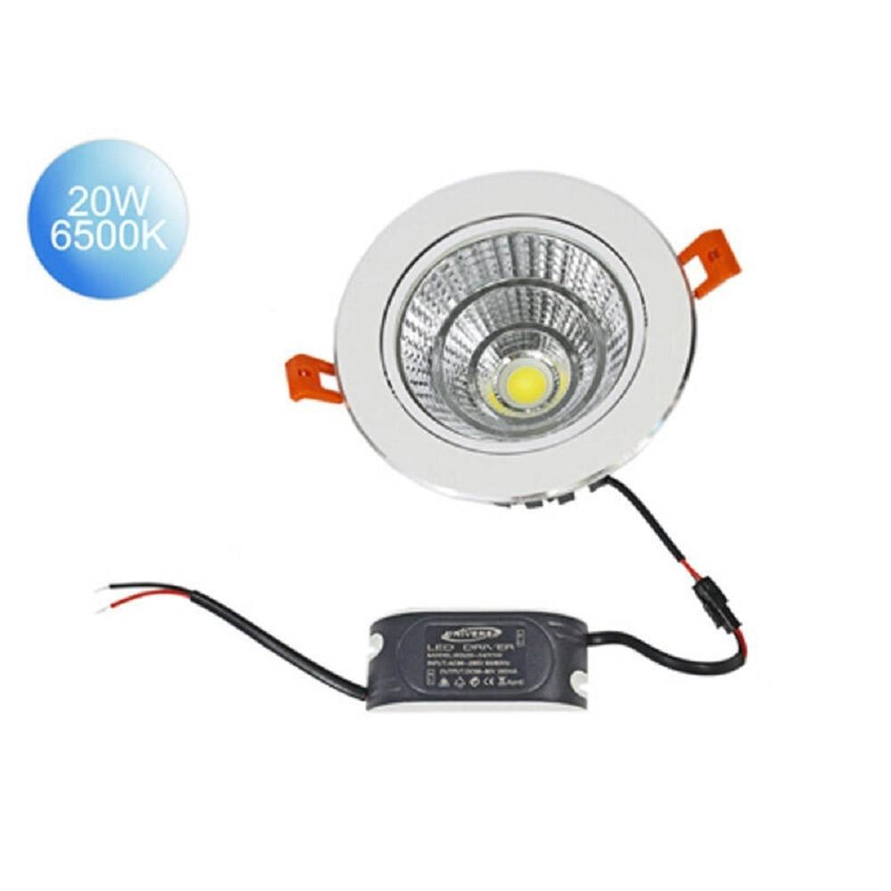 Trade Shop - Faretto Incasso Led Cob 20 W Luce Fredda 6500k Calda 3000k Naturale 4000k P-120 - -bianco Freddo      -