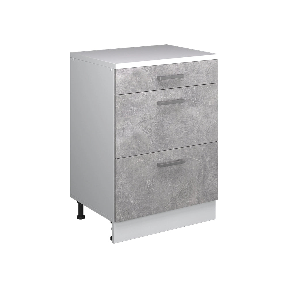 Mobile per mansarda Rion Calcestruzzo/Bianco 60 x 83.8 cm senza inclinazione con 3 cassetti Vicco