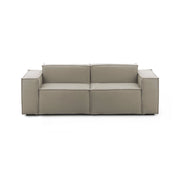 Divano fisso Lepidolite, Divano componibile a 2 posti lineare, Made in Italy, SofÒ  moderno da soggiorno in tessuto, Cm 220x95h70, Tortora