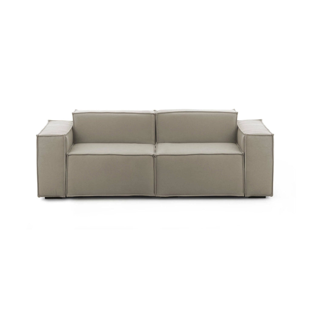 Divano fisso Lepidolite, Divano componibile a 2 posti lineare, Made in Italy, SofÒ  moderno da soggiorno in tessuto, Cm 220x95h70, Tortora