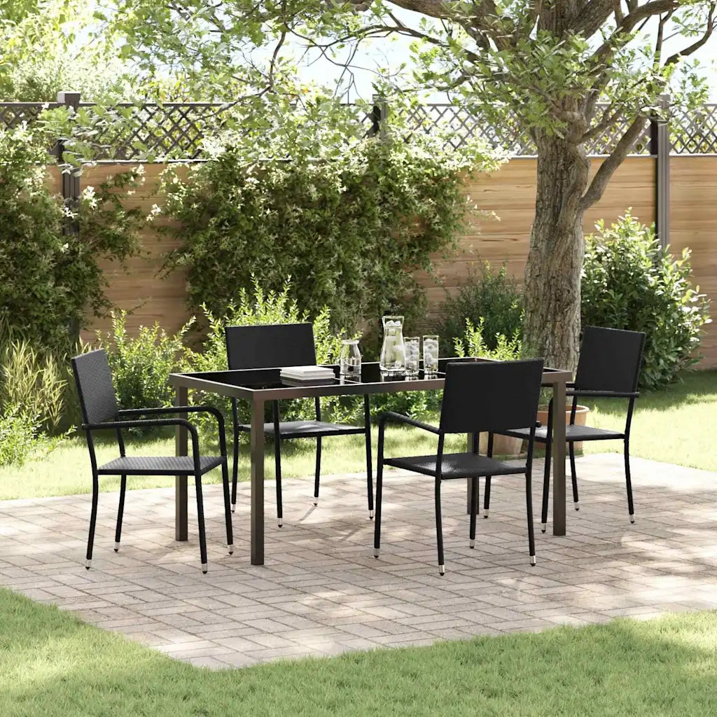 Set da Pranzo per Giardino con cuscino 5 pcs Nero polyrattan 3380039