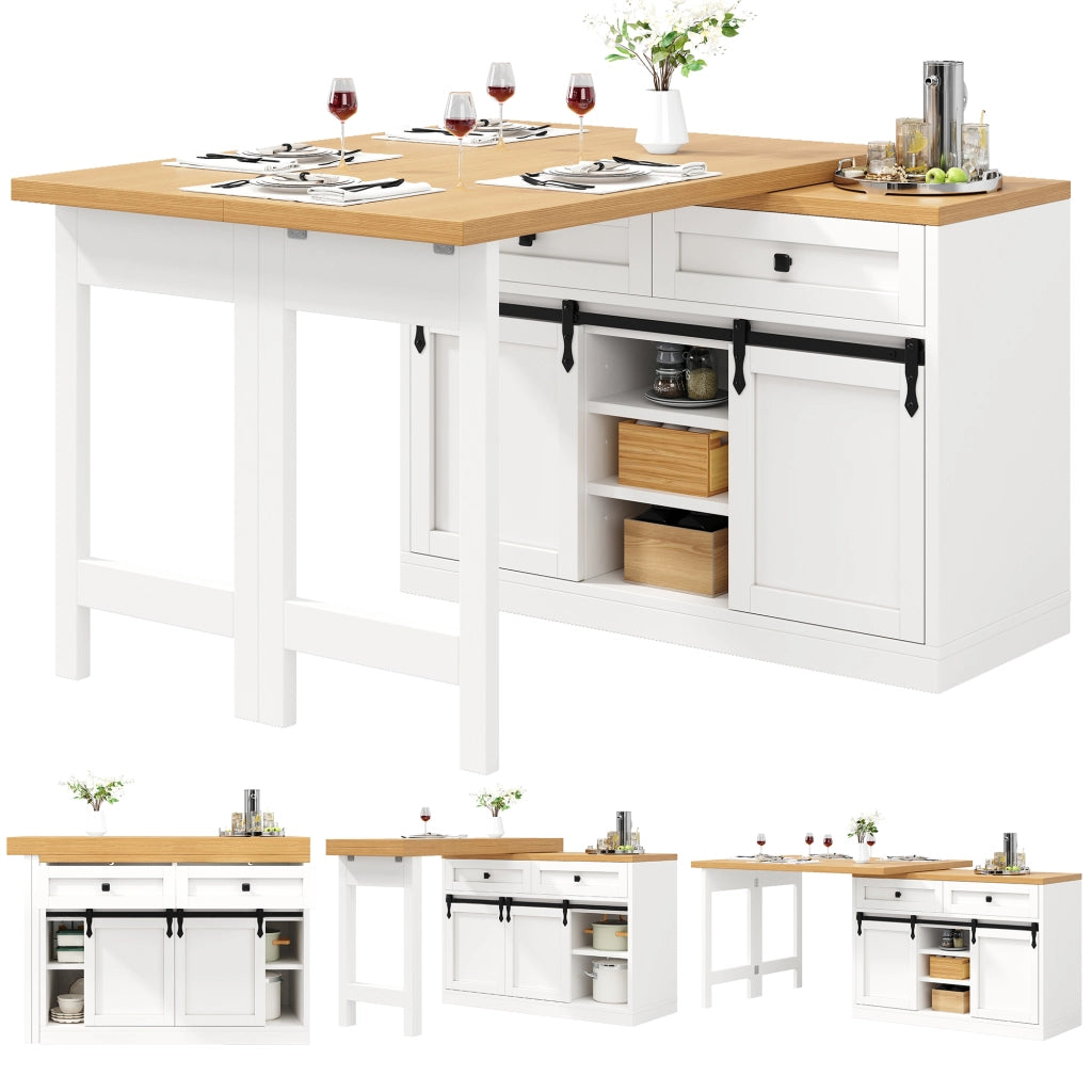 Desserte da cucina con porte scorrevoli; 2 cassetti e ripiani regolabili; per cucina e sala da pranzo; bianco; 120 × 40 × 72 cm