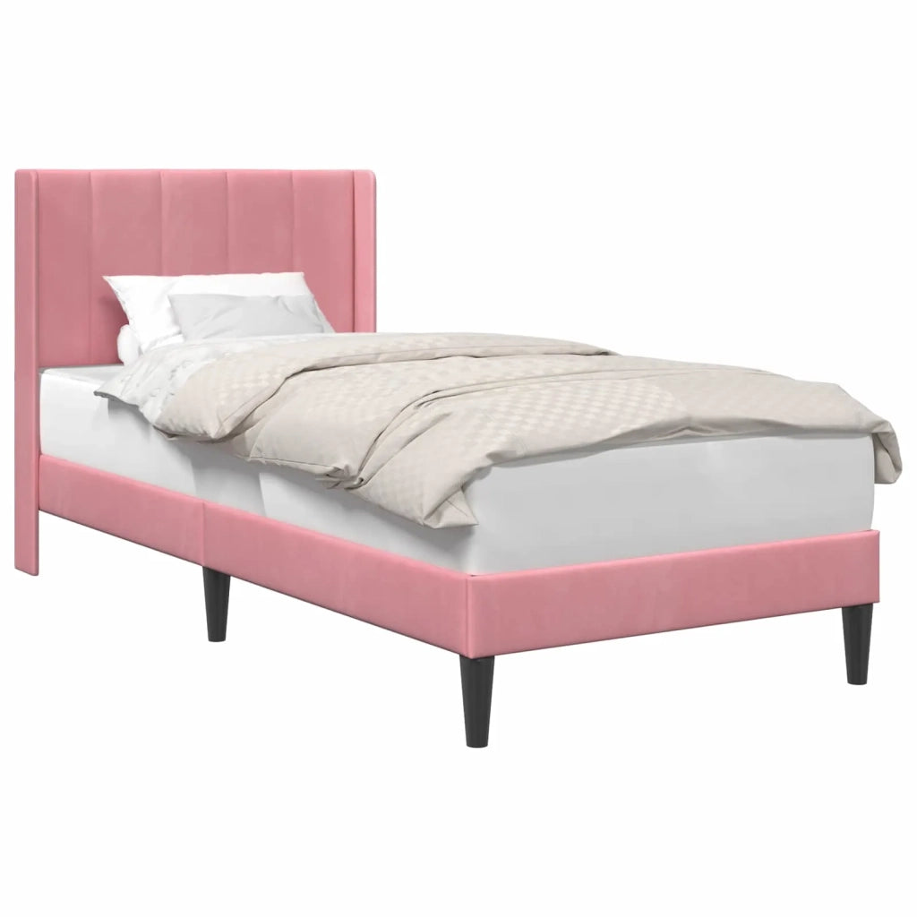 Struttura del letto con testiera Rosa 100 x 200 cm Velluto 42027488