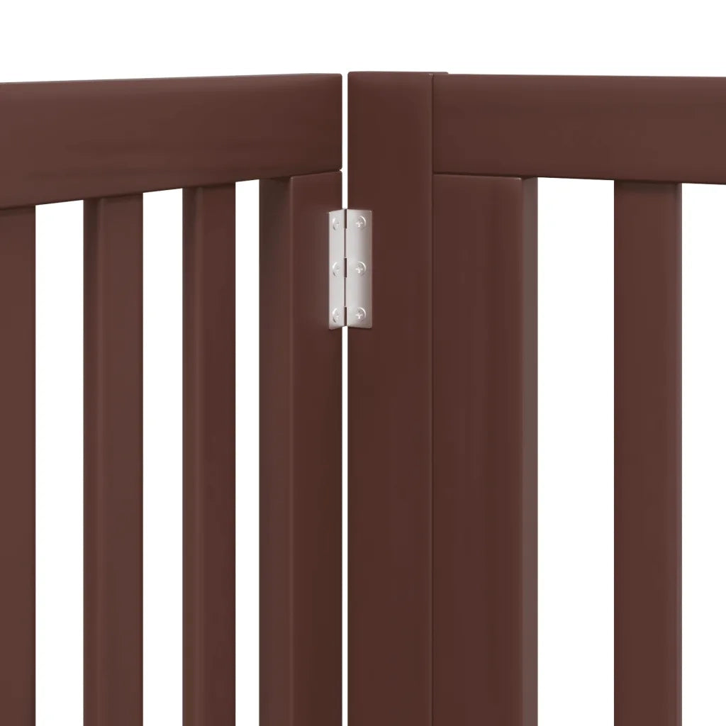 Cancello Cani Porta Pieghevole Marrone 4 Pannelli 320cm Pioppo CFW4064991