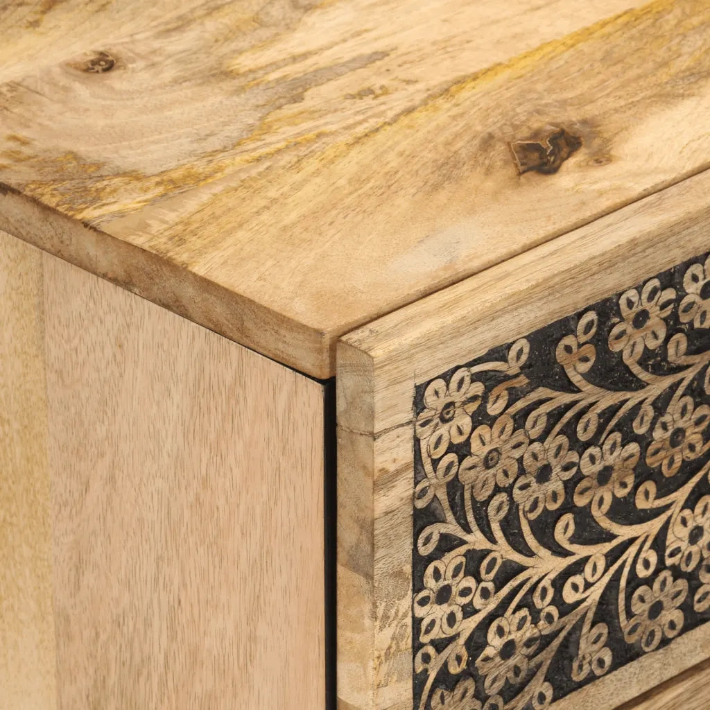 Comodino 50x33x60 cm in Legno Massello di Mango