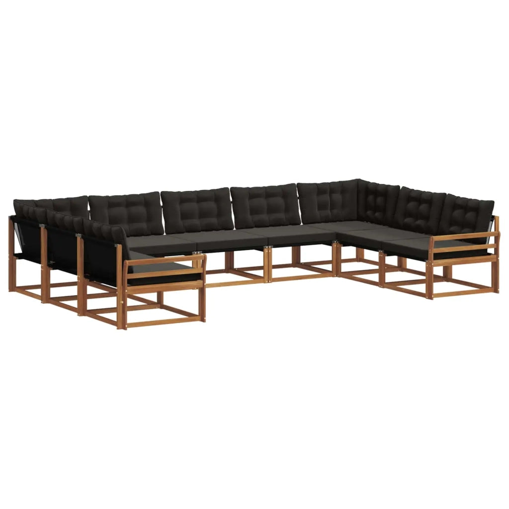Set di divani da esterno con cuscino 9 pcs Naturale e Nero