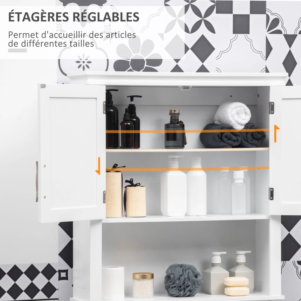 Mobile salvaspazio sopra WC ¨C Xylo ¨C ante doppie, ripiano regolabile, bianco 71x20,5x165cm