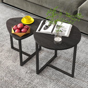 Set di 2 tavolini a cuore in metallo nero; design industriale