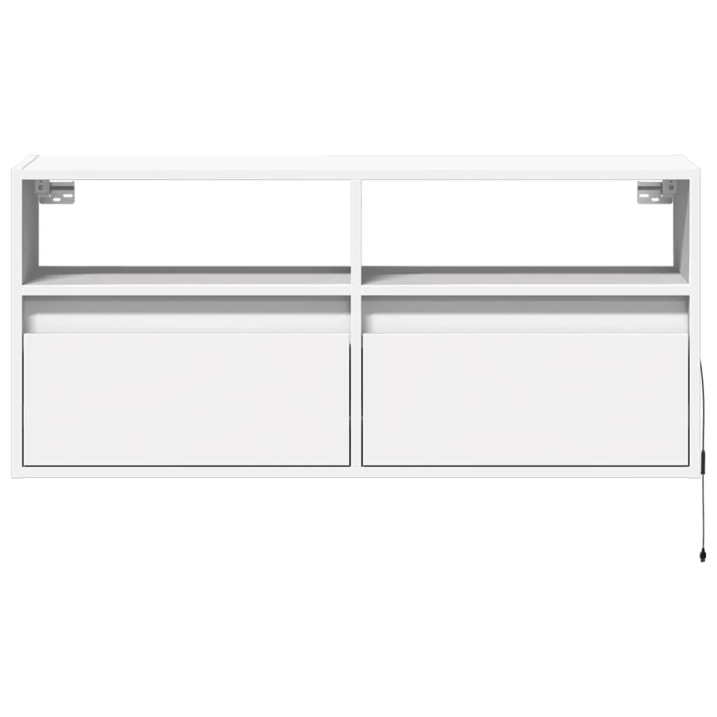 Mobile TV multimediale scaffale TV credenza mobile TV sala da pranzo soggiorno camera da letto mobile da parete con luci LED 100 x 31 x 45 cm bianco 02_0027844