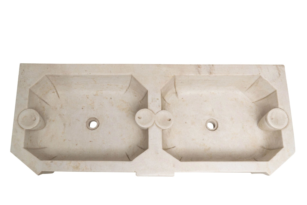 Biscottini Acquaio in marmo bianco 135x56x21 cm Vasca realizzata completamente