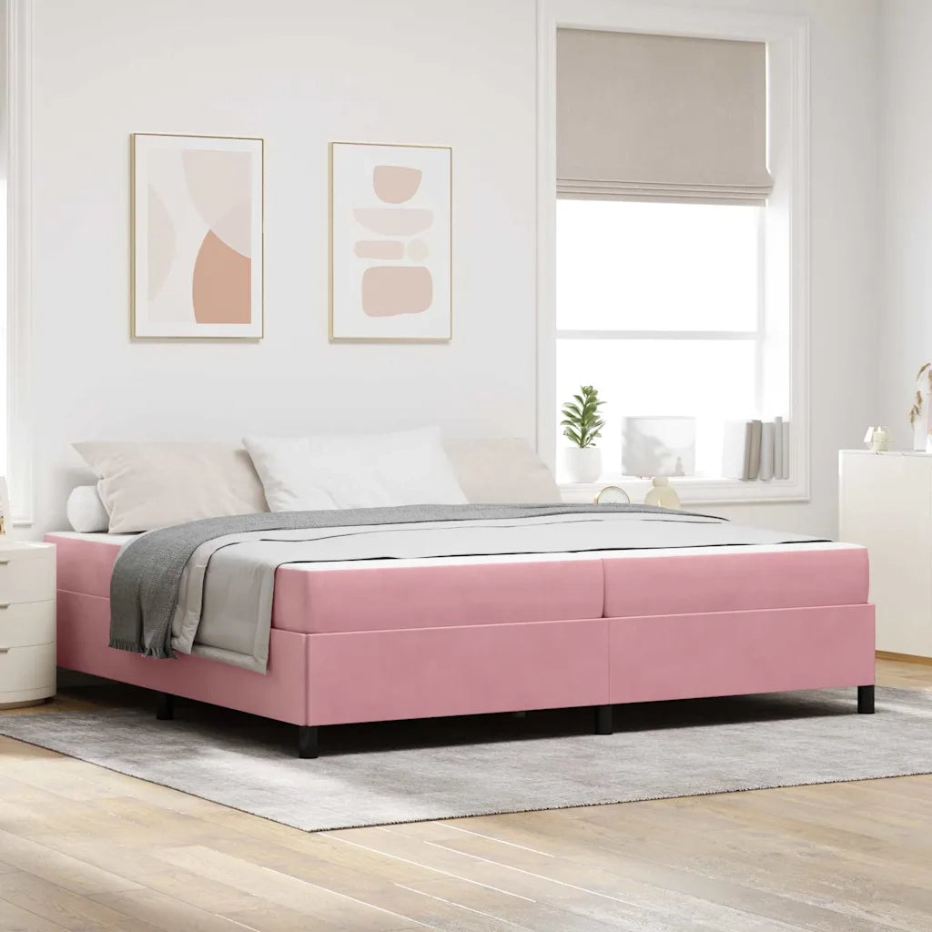 Struttura del letto con materasso Rosa 200 x 200 cm Tessuto 3399089