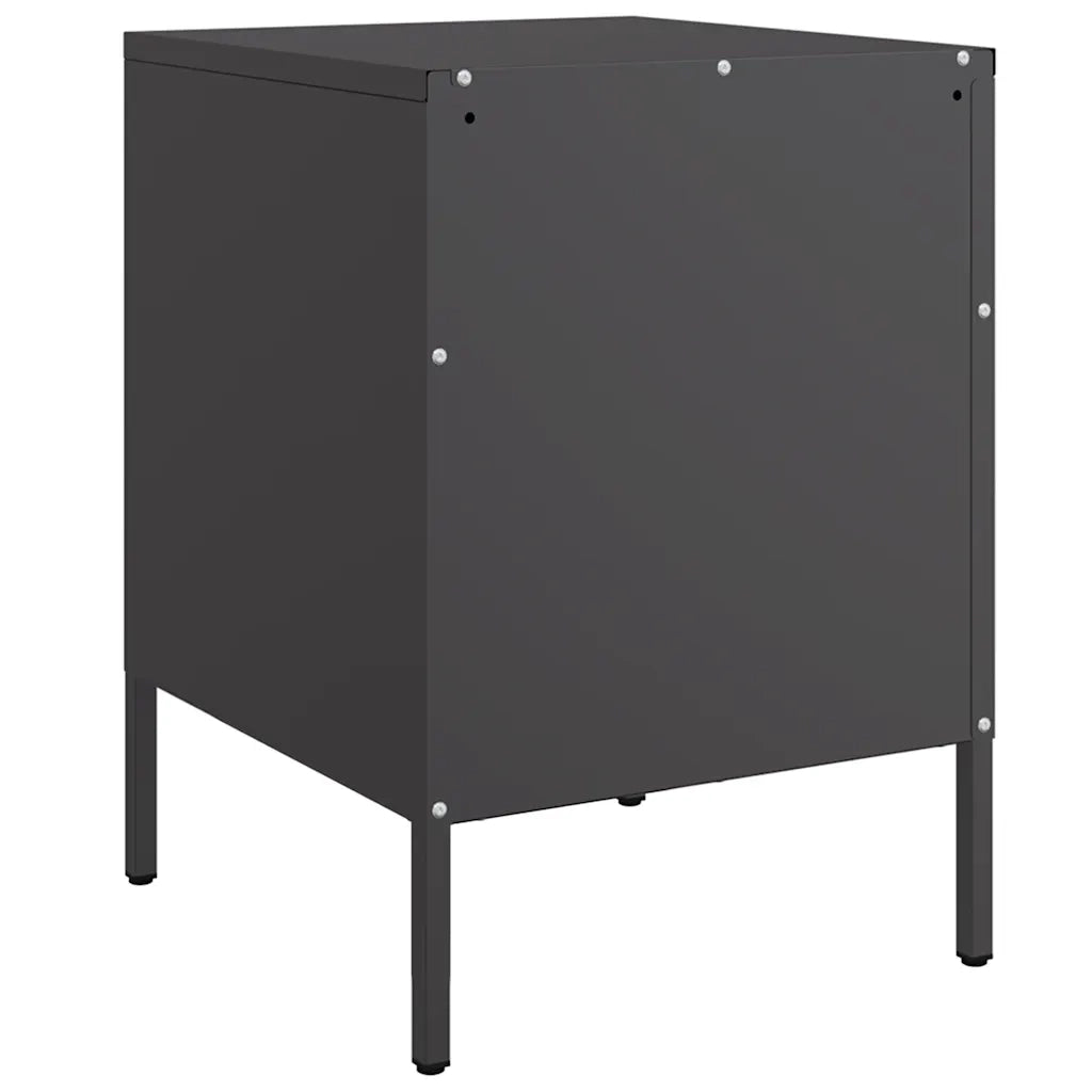 Comodini 2 pz-Set di 2 Tavolino da notte Nero 36x39x50,5 cm in Acciaio 182581
