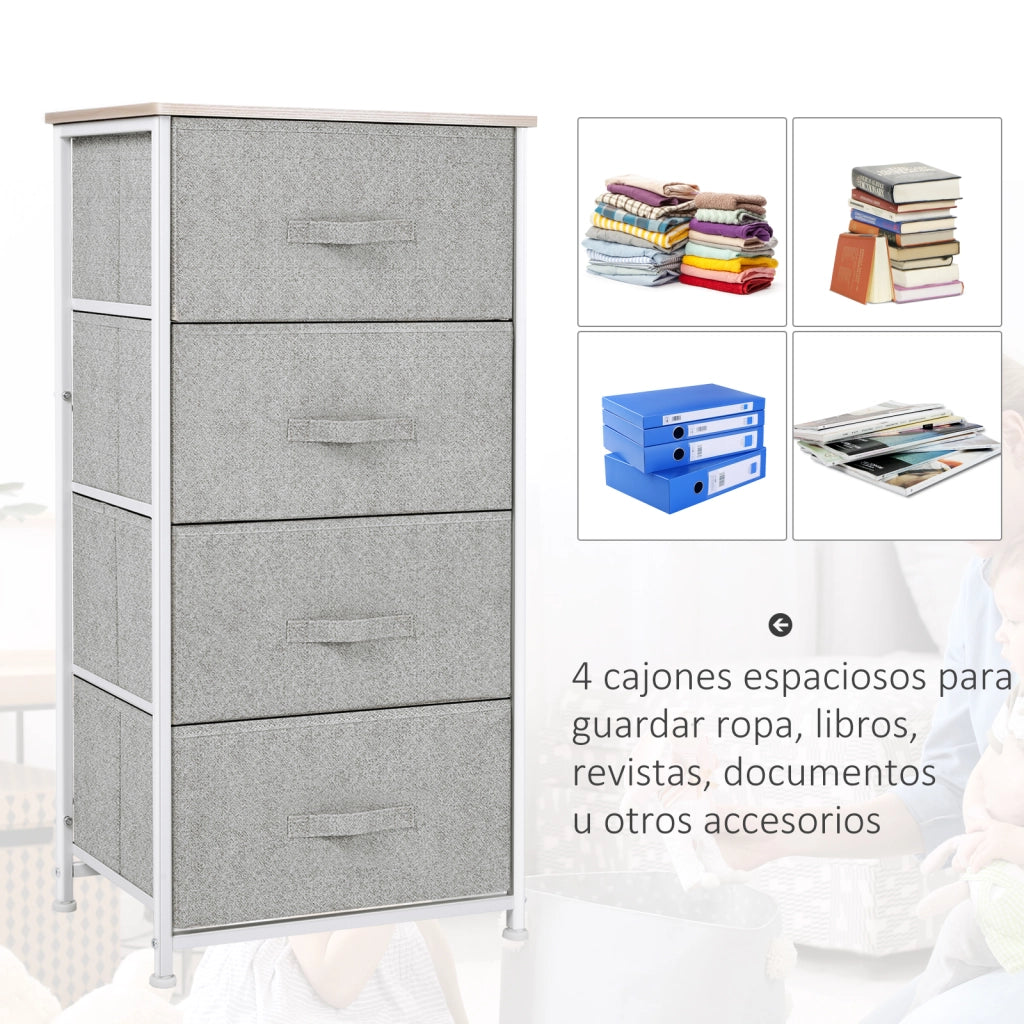 Cassettiera con 4 cassetti in tessuto ¨C zephmum ¨C 45x30x92 cm grigio