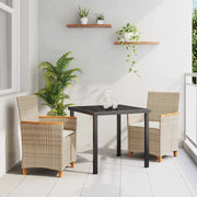 Set da Pranzo per Giardino 3 pcs Beige polyrattan 3381100