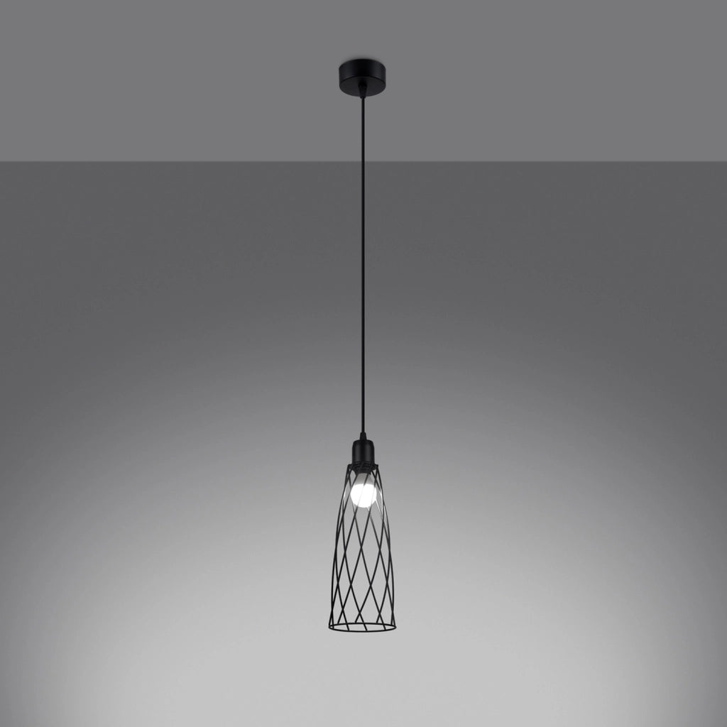 Lampada a sospensione industriale MORENO nera E14 10W Pure Lume