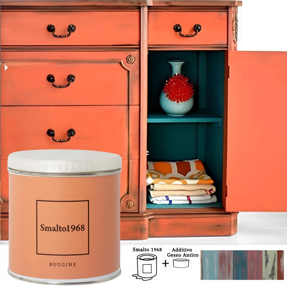 Smalto1968 base acqua gesso antico shabby chic finitura opaca multicolore l 0.5 *** colore- ruggine, confezione 1
