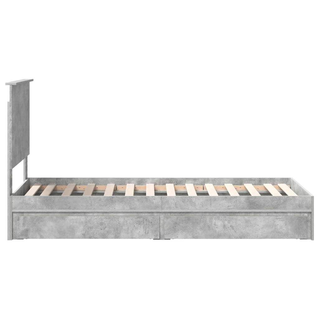 Letto con Contenitore con testiera Grigio cemento 75 x 190 cm