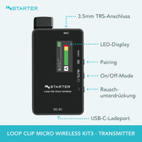 Instarter Sistema wireless lavalier con microfono wireless incorporato, senza fili per telefoni cellulari, tablet, PC con 2 trasmettitori e 1 ricevitore con portata di 50 m e connessione USB-C 6