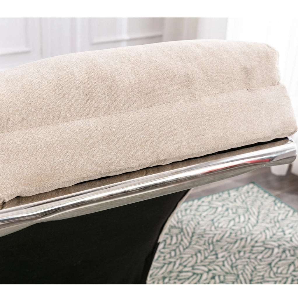Chaise longue da relax con vibrazione; schienale ergonomico 140°; in lino beige