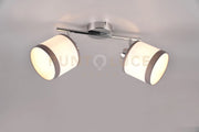 DAVOS BARRA 2 SPOTS ORIENTABILI METALLO CROMATO PARALUMI BIANCO E GRIGIO L. 35CM ATTACCO E14