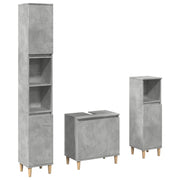 Set Mobili da Bagno | Armadio da bagno 3 pz Grigio Cemento in Legno Multistrato