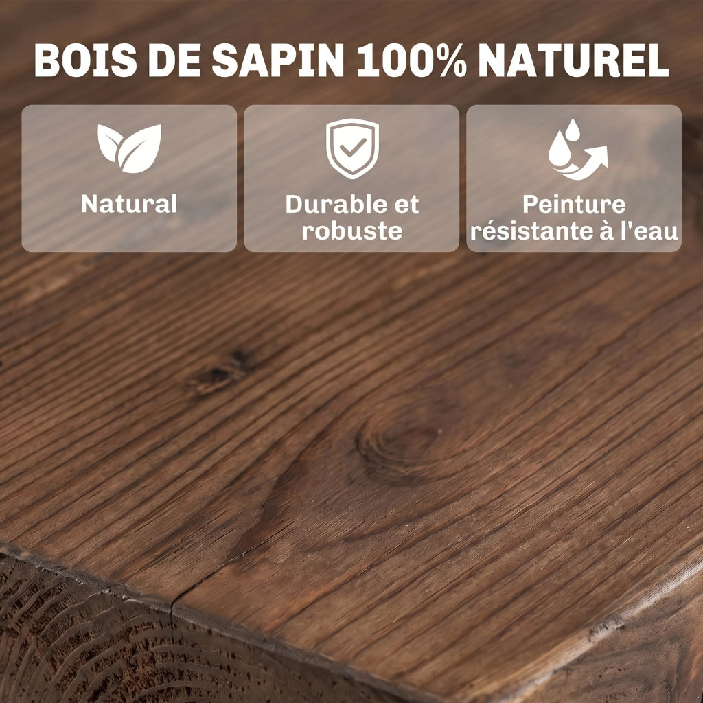 Tavolo da Giardino Stile Country con Gambe a Ruota, in Legno di Abete Resistente alle Intemperie, 110x60x65 cm