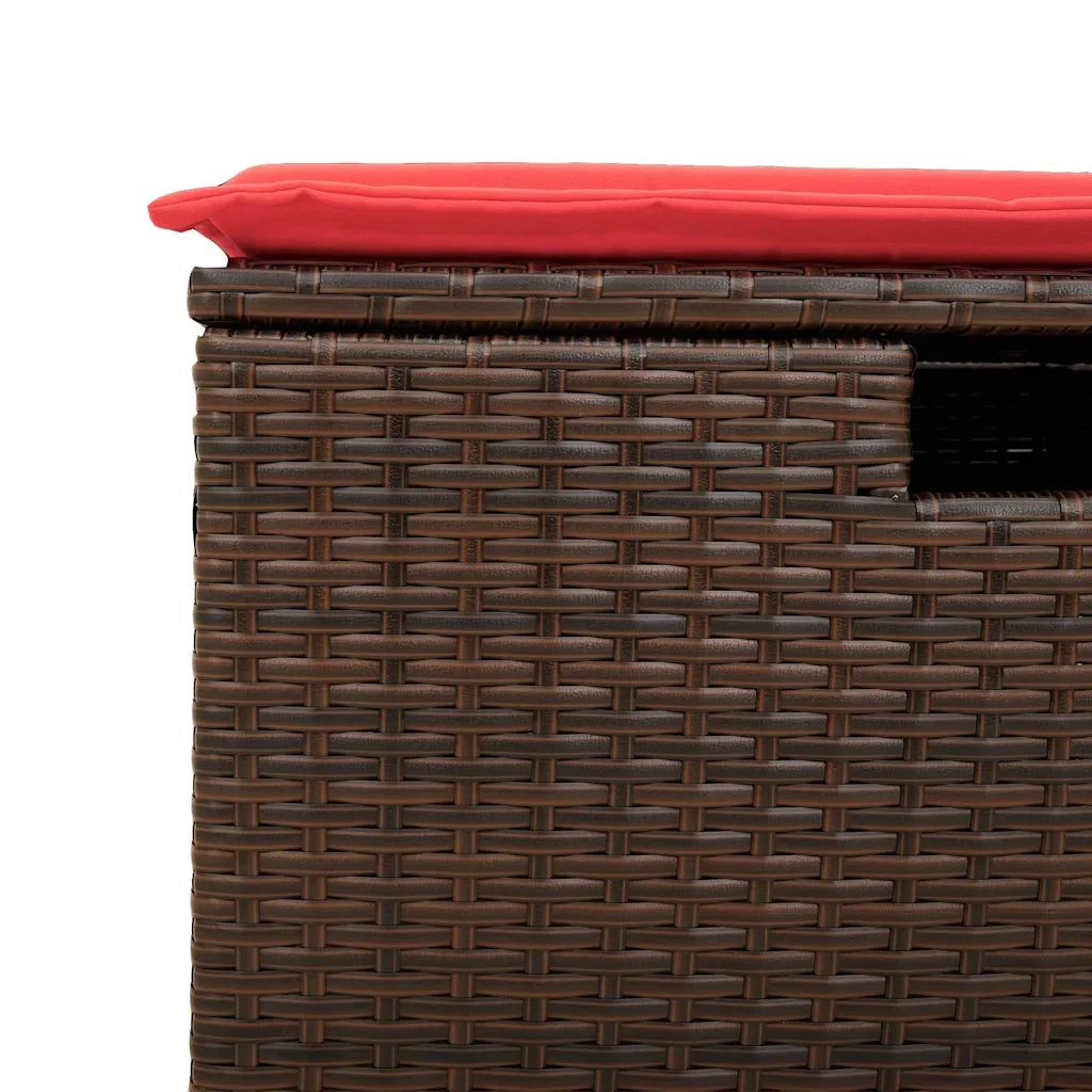 Set Divano da Giardino 4 pz con Cuscini Marrone in Polyrattan