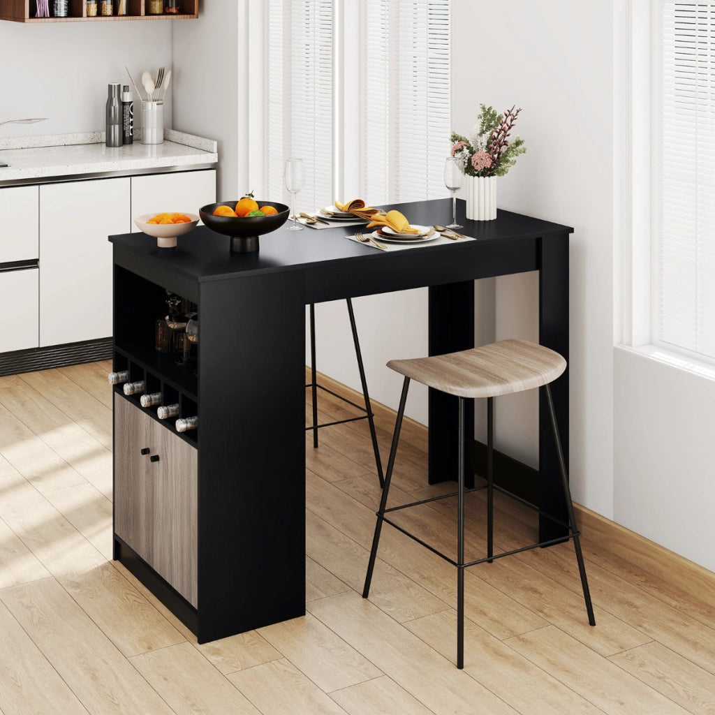 Tavolo da bar di angolo colazione alto da cucina con scomparti aperti, Armadietto contenitore e ripiano regolabile-Tavoli e sedie da pranzo