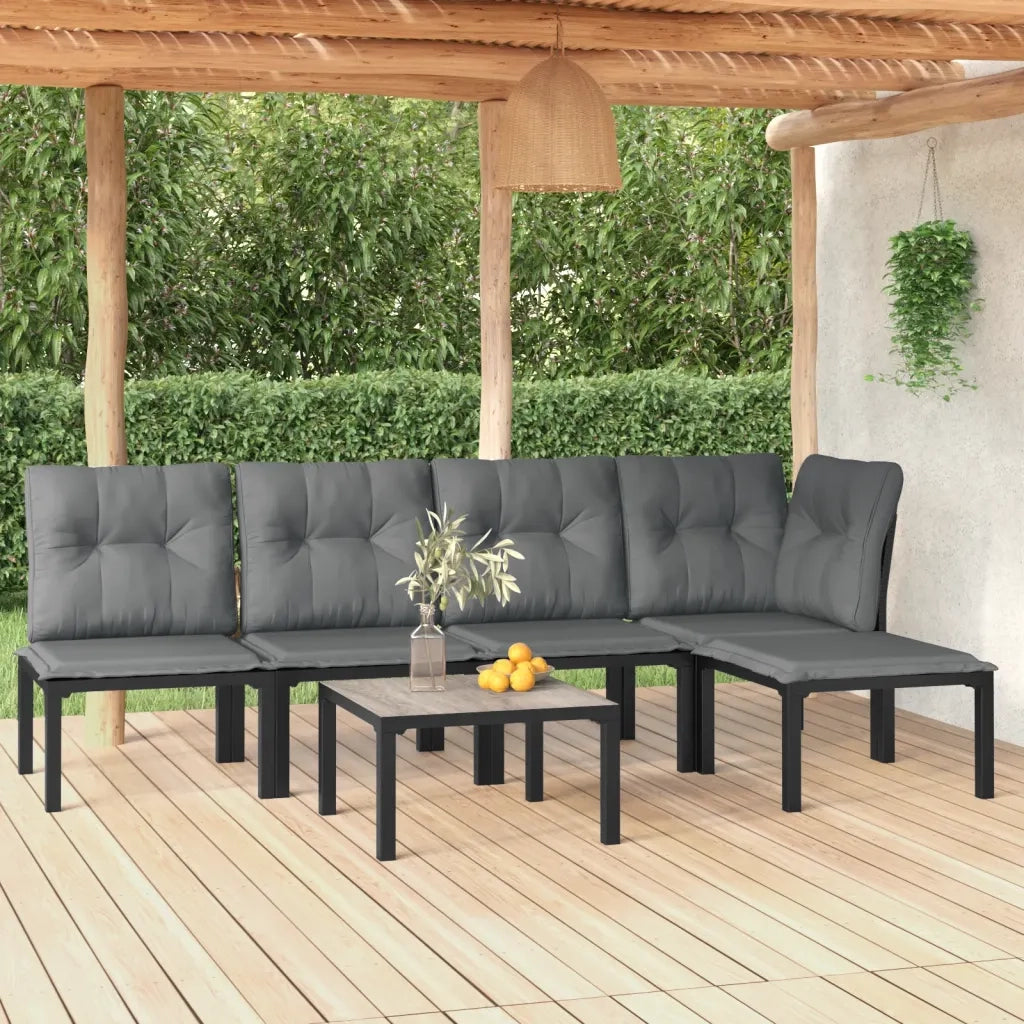 Set Salotto da Giardino 6 pz in Polyrattan Nero e Grigio 3187746