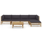 Set Divani da Giardino 6 pz con Cuscini Grigio Scuro in Bambù 3058238
