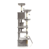 Fudajo Albero tiragraffi 198cm per gatti, grigio con sisal cuccette e amache