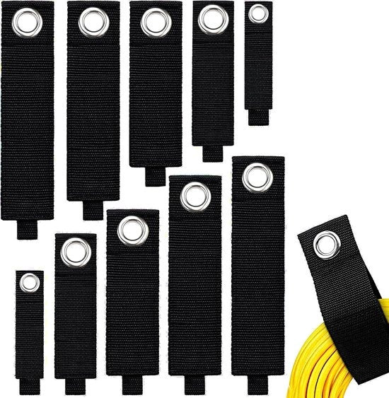 Organizzatore per cavi e attrezzi da appendere in garage e magazzino, 10 pezzi, cinture di sostegno pesanti, nastri di adesivo e cavi di sostegno