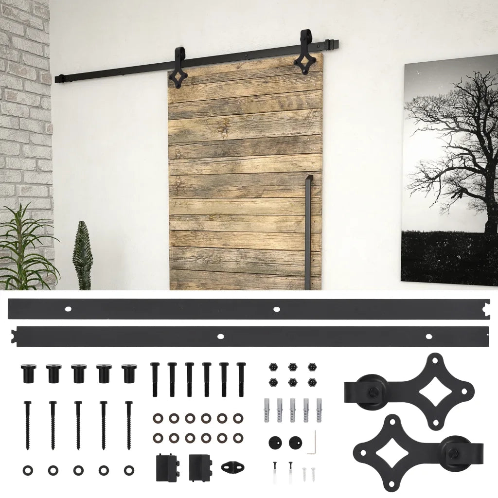 Kit di Binari per Porte Scorrevoli SKIEN 183 cm Acciaio Nero 145260